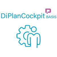 Logo von DiPlan Cockpit Basis: Eine Person mit einem Zahnrad.