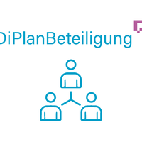 Logo von DiPlan Beteiligung: Drei miteinander vernetzte Personen.