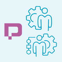 Logo von DiPlan Cockpit Basis und Pro: Eine Person mit einem Zahnrad sowie eine Person mit einem Zahnrad und Auswahloptionen