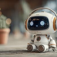 ein kleiner KI-Roboter