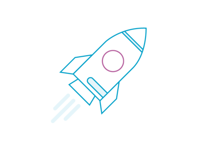 Icon mit einer Rakete, das für Unternehmensgründung steht.