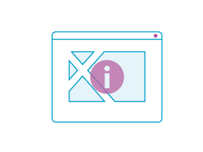 Icon mit einem Browserfenster und einem Play-Symbol vor dem Logo der X-Planungsplattform.