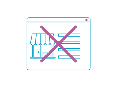 Icon mit einem Anmeldeformular, das durchkreuzt ist.