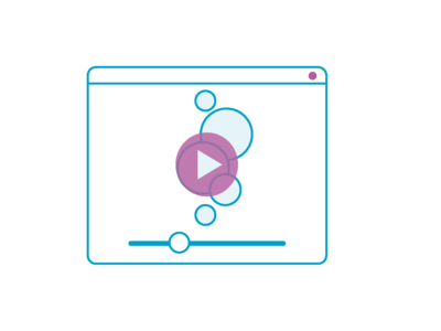 Icon mit einem Browserfenster und einem Play-Symbol vor dem Logo für XRechnung.