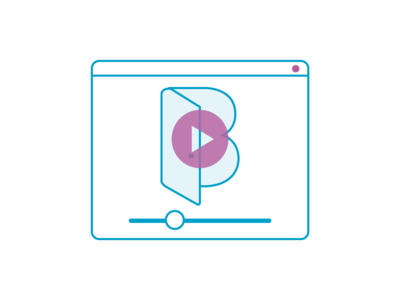 Icon mit einem Browserfenster und einem Play-Symbol vor dem Bürgerportal-Logo.