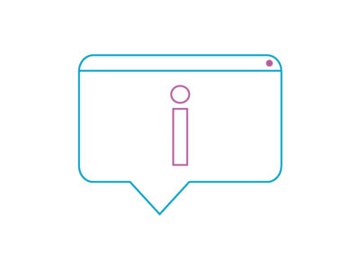 Icon mit Sprechblase und einem i für Information.