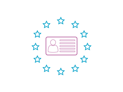 Icon eines Ausweises im Kreis der EU-Sterne