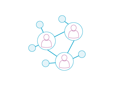 Icon mit einem stilisierten Netzwerk.