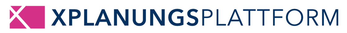Logo der XPlanungsplattform. Ein weißes großes X in einem pinken Viereck und daneben der Schriftzug XPlanungsplattform.