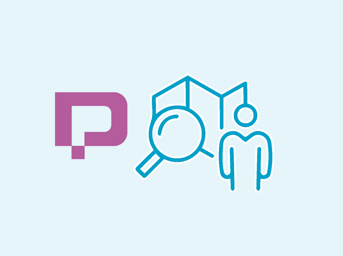 Logo von DiPlan Portal: eine Person mit stilisierter Karte  und Lupe