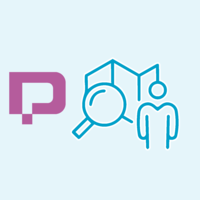 Logo von DiPlan Portal: eine Person mit stilisierter Karte  und Lupe