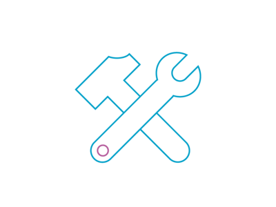 Icon mit einem Schraubenschlüssel und einem Hammer.